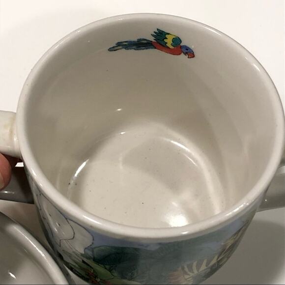 RETRONEU Everyday JUNGLE KIDS 2 Pc Stoneware Dining Set Double Handle Mug + Bowl - Picture 5 of 11